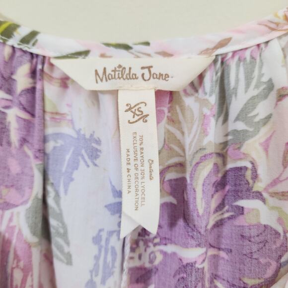 Matilda Jane Enchanted garden hibiscus and palm print short sleeve dress size XS - Picture 11 of 12